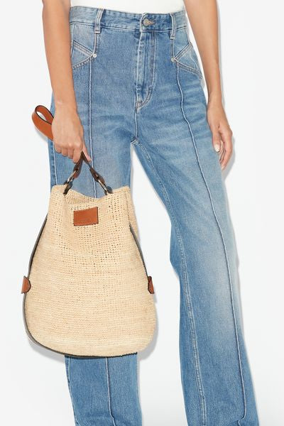 Sac seau bayia en raphia  - Naturel et cognac - Woman - 4