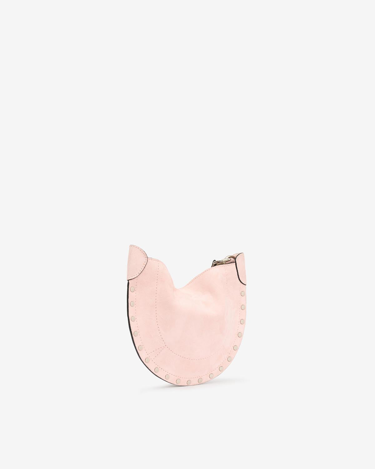 Mini moon soft shoulder bag in soft velour leather - Light pink - Woman - 4