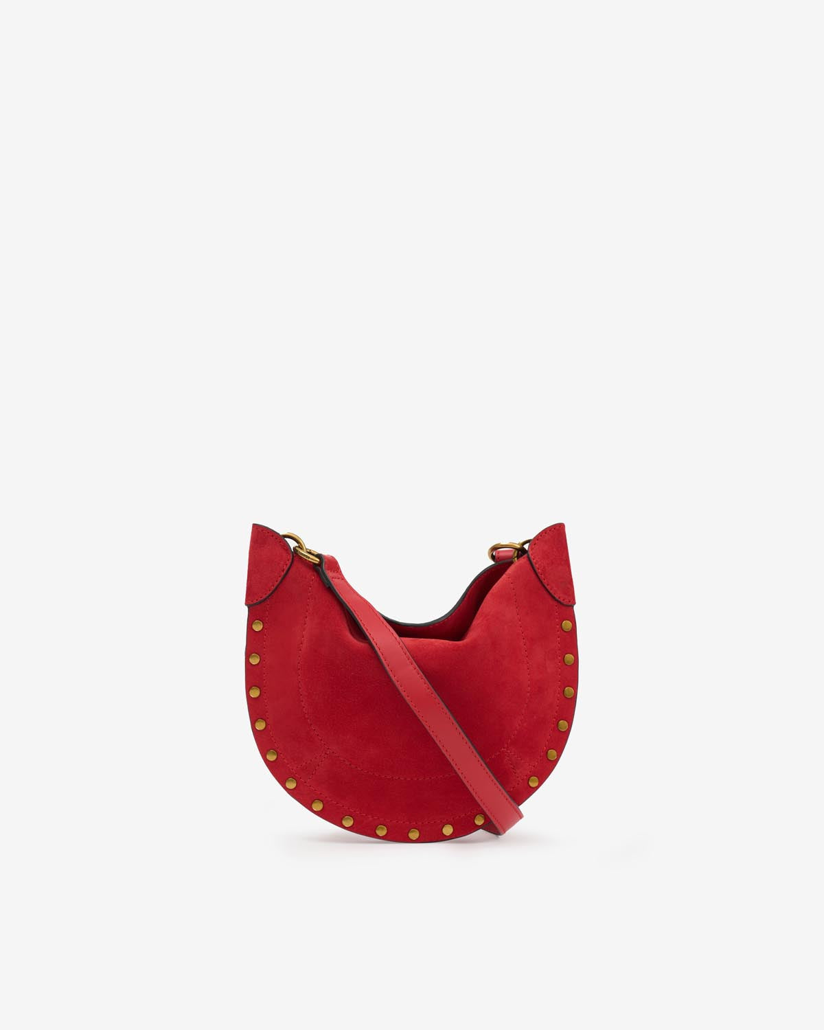 Mini moon soft shoulder bag in soft velour leather - Red - Woman - 2