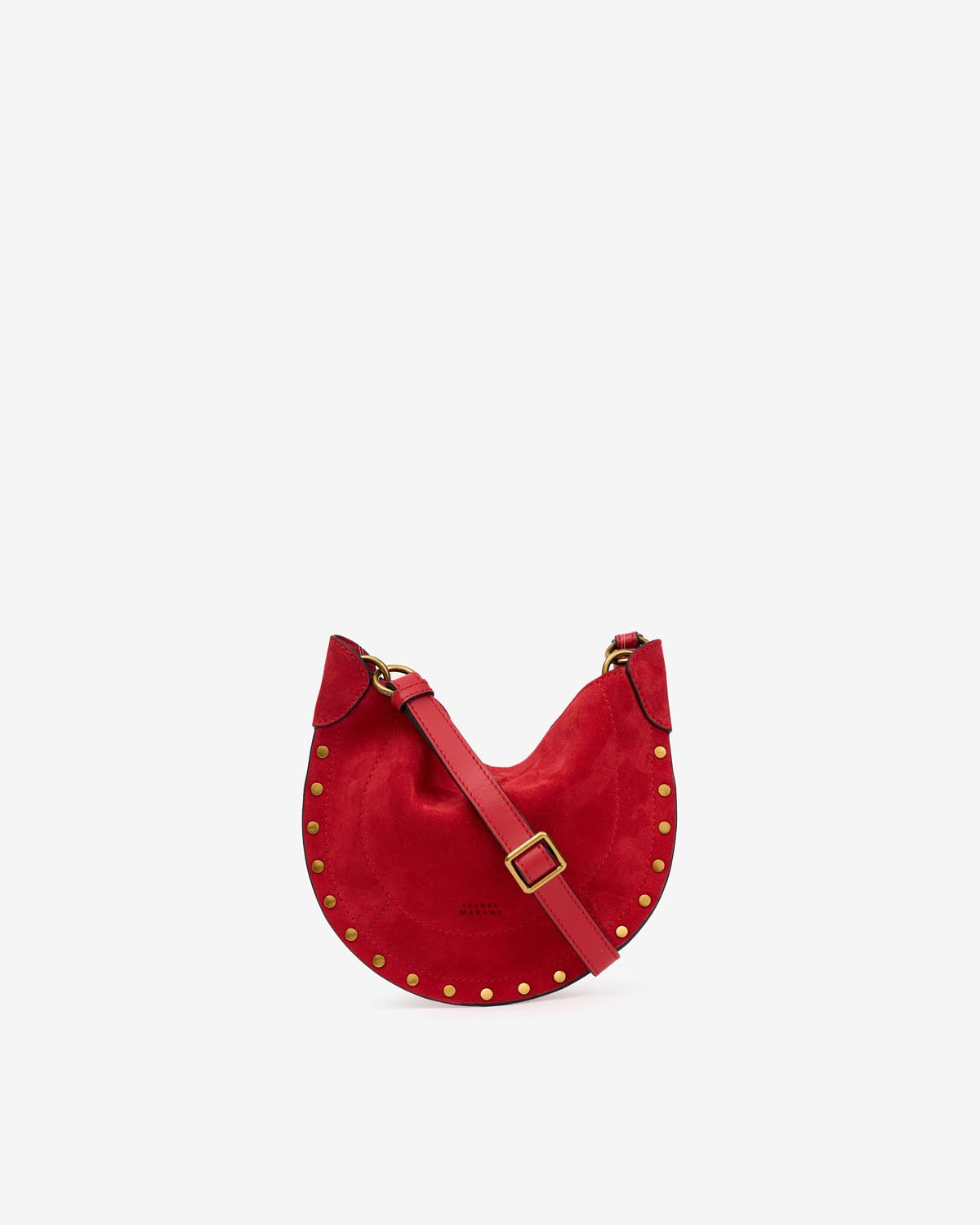 Mini moon soft shoulder bag in soft velour leather - Red - Woman - 1
