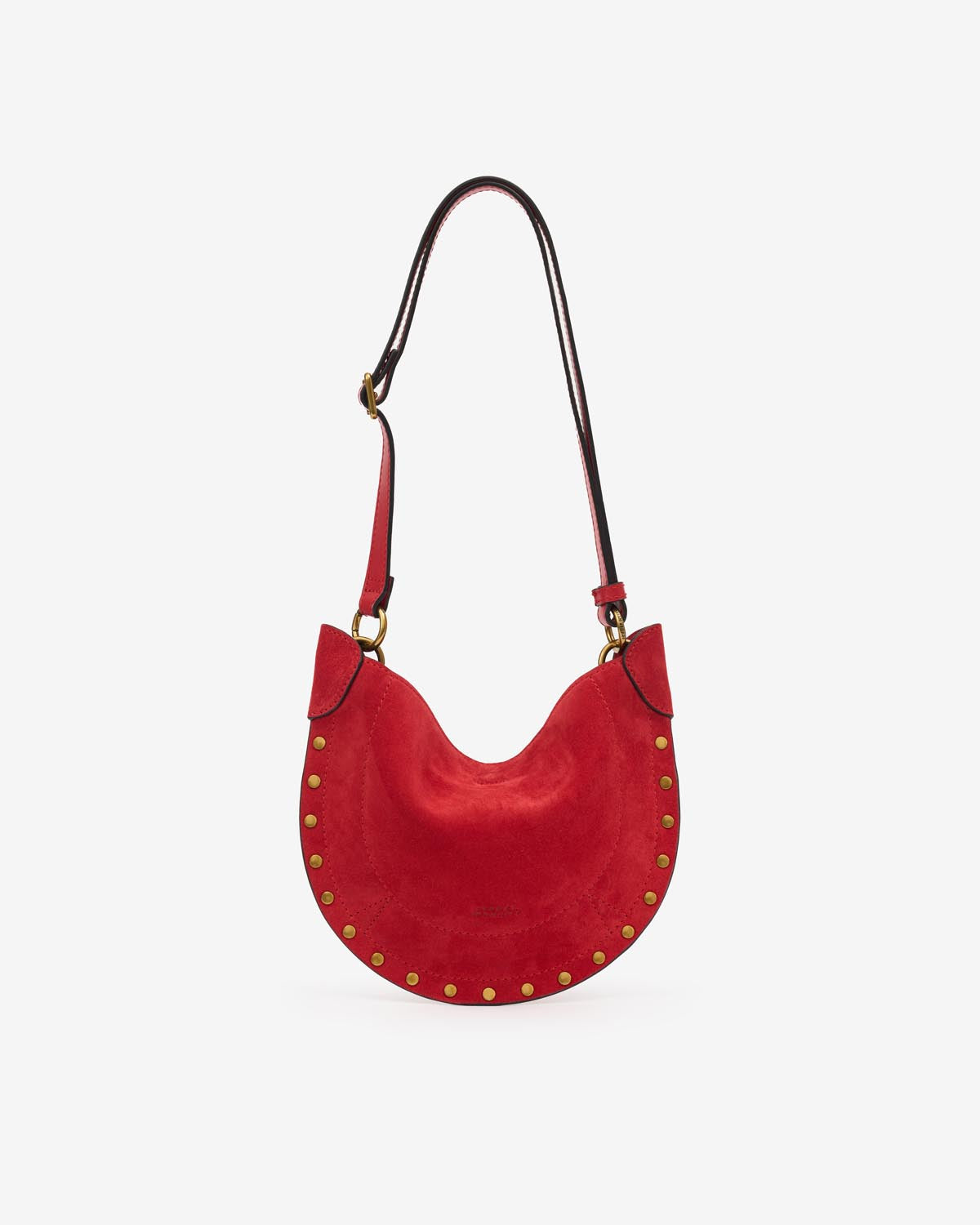Mini moon soft shoulder bag in soft velour leather - Red - Woman - 5