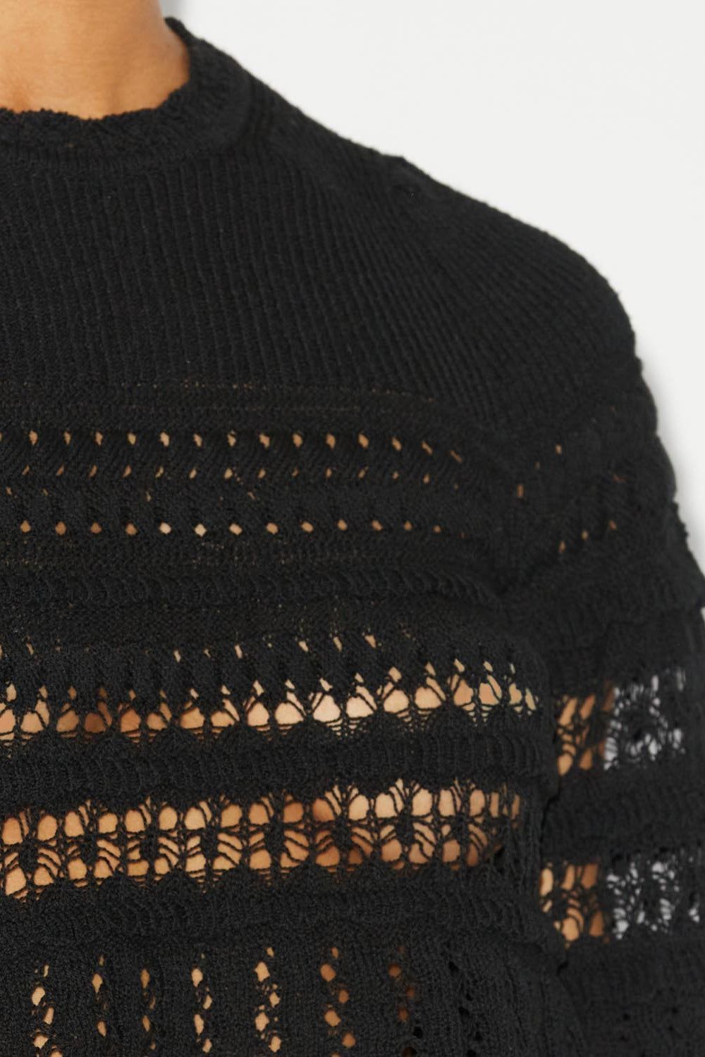 Frizy crochet knit cropped top - Nero - Woman - 3