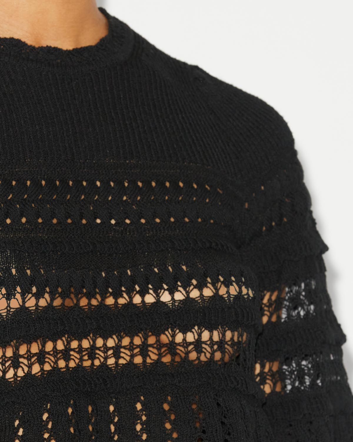 Frizy crochet knit cropped top - Nero - Woman - 2