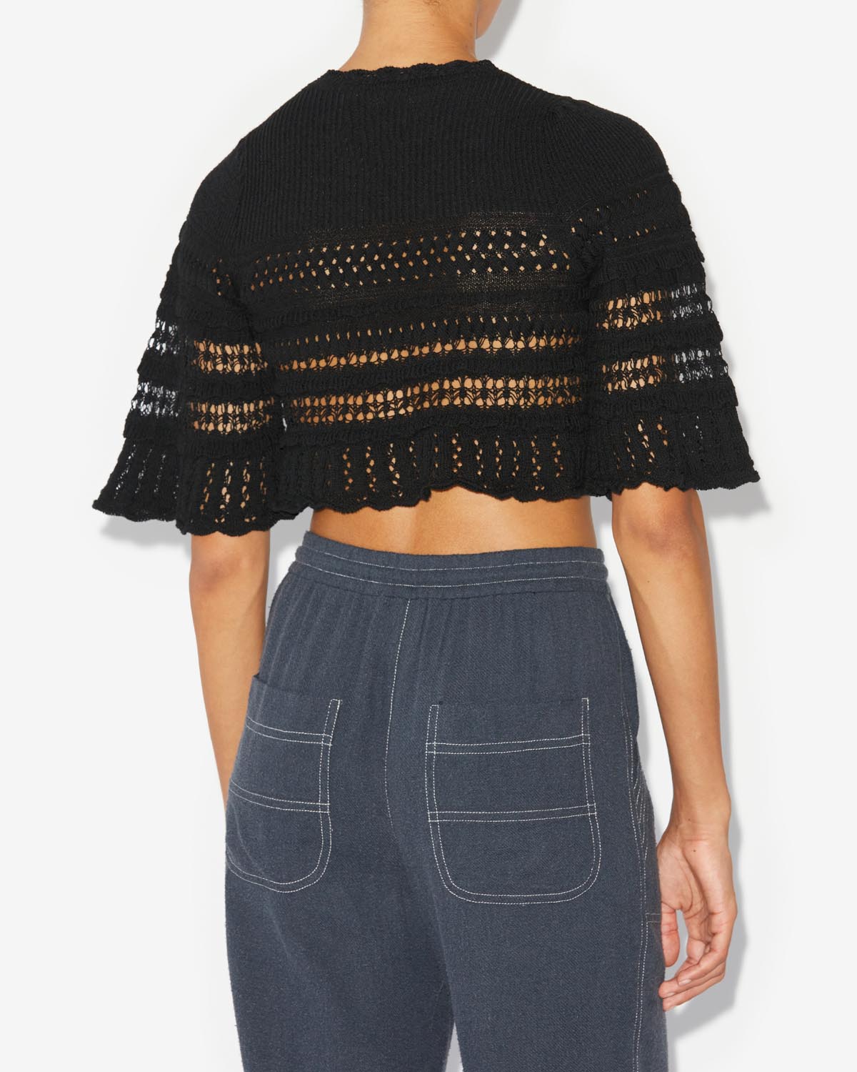 Frizy crochet knit cropped top - Nero - Woman - 4