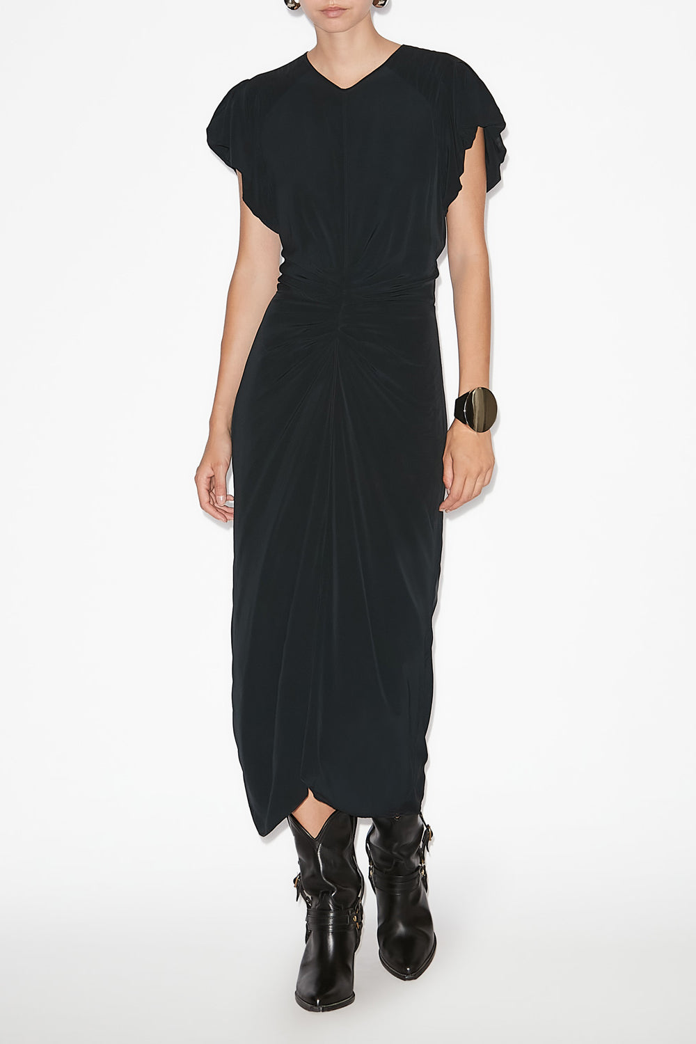 Abito midi terena a tinta unita - Nero - Woman - 2