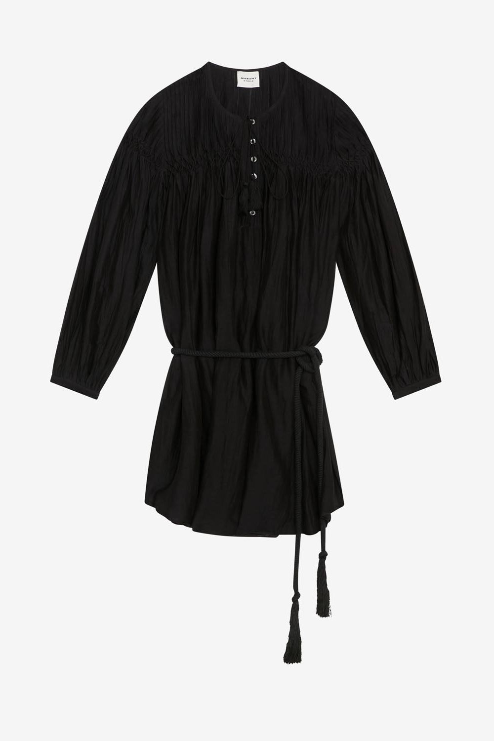 Adeliani short cotton dress with long sleeves - Black - Woman - 1