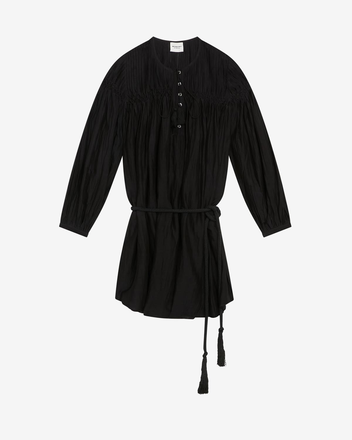 Adeliani short cotton dress with long sleeves - Nero - Woman - 5
