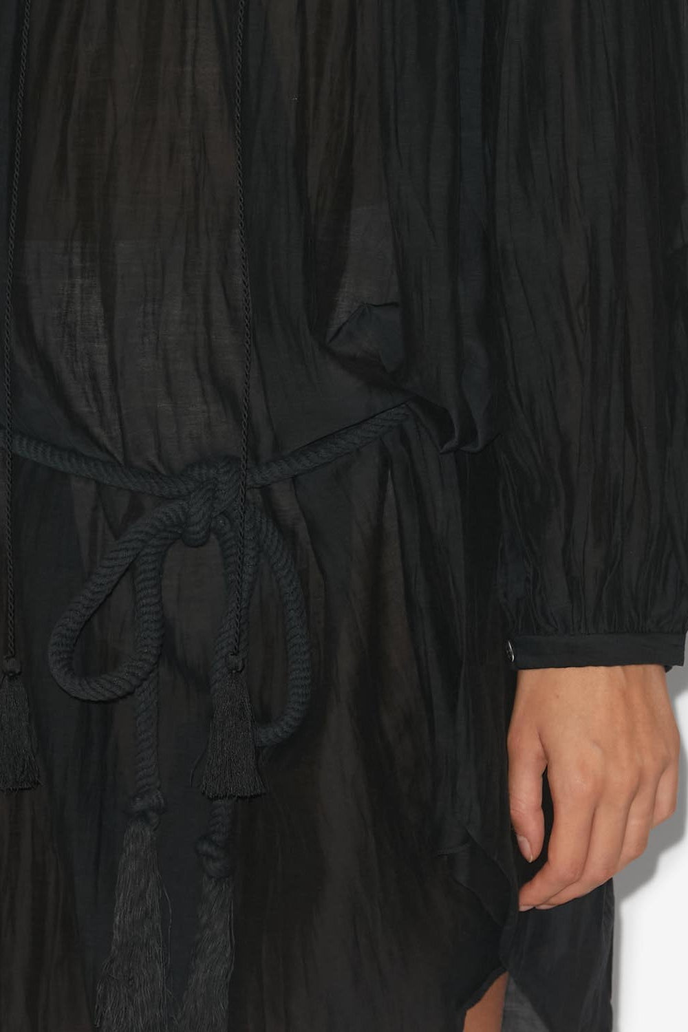 Adeliani short cotton dress with long sleeves - Black - Woman - 3