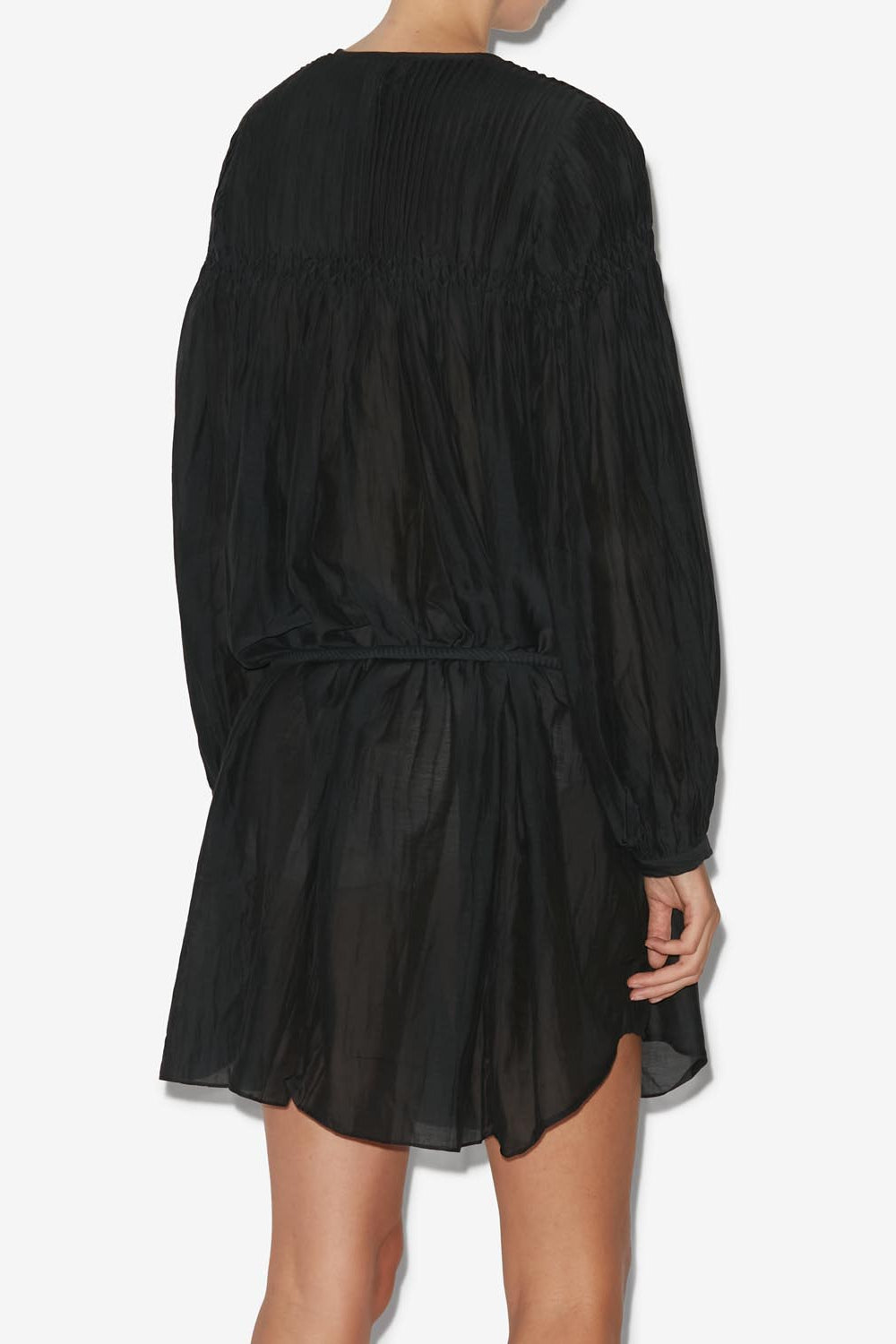 Adeliani short cotton dress with long sleeves - Black - Woman - 5