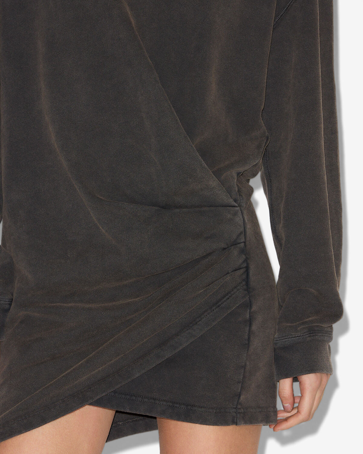 Abito felpa pipper in jersey drappeggiato - Nero lavato - Woman - 2