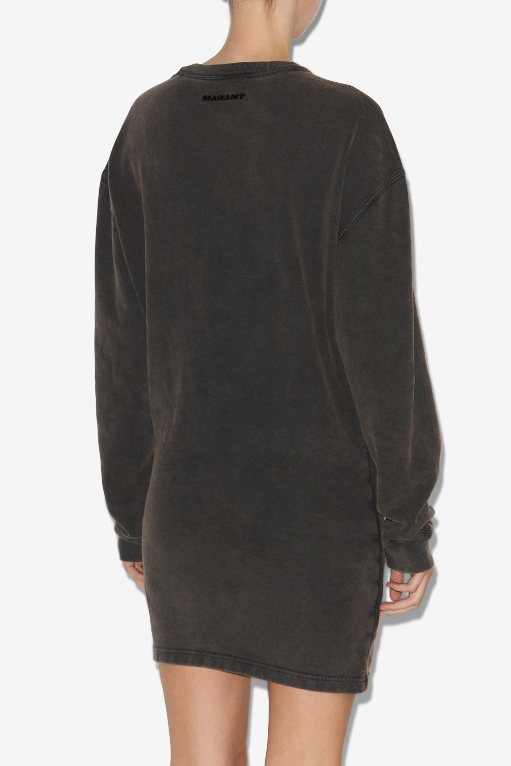 Robe sweatshirt pipper en jersey drapé - Noir délavé - Woman - 5