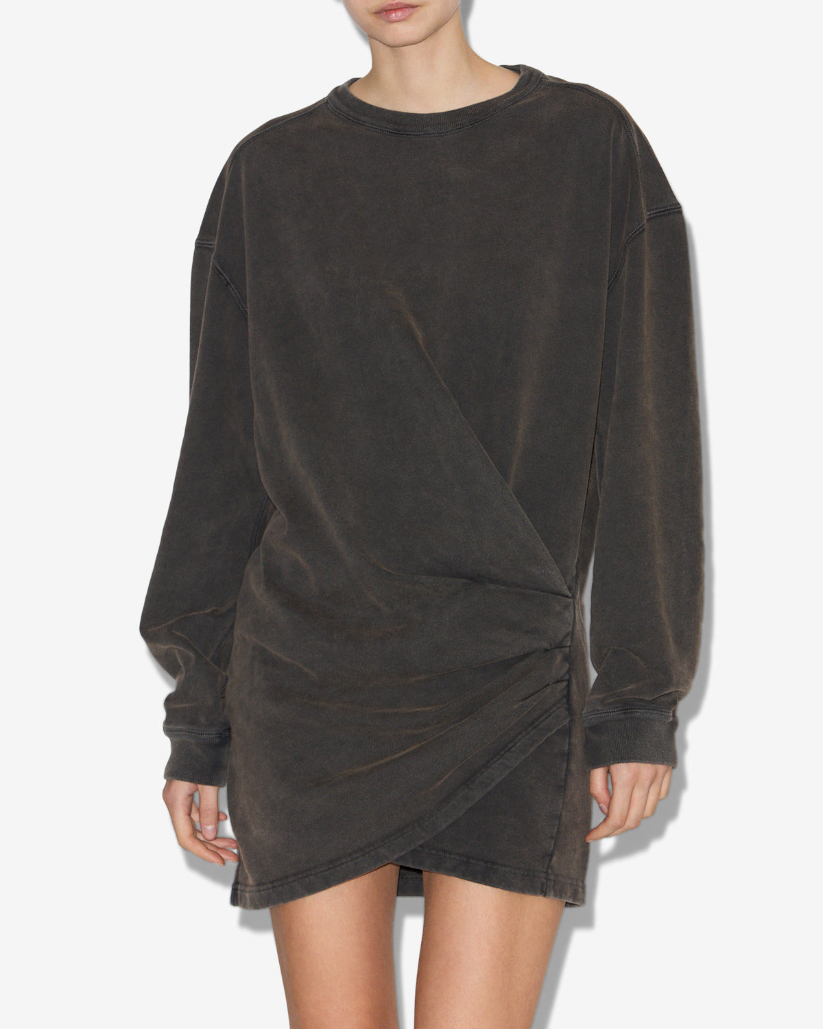 Abito felpa pipper in jersey drappeggiato - Nero lavato - Woman - 3