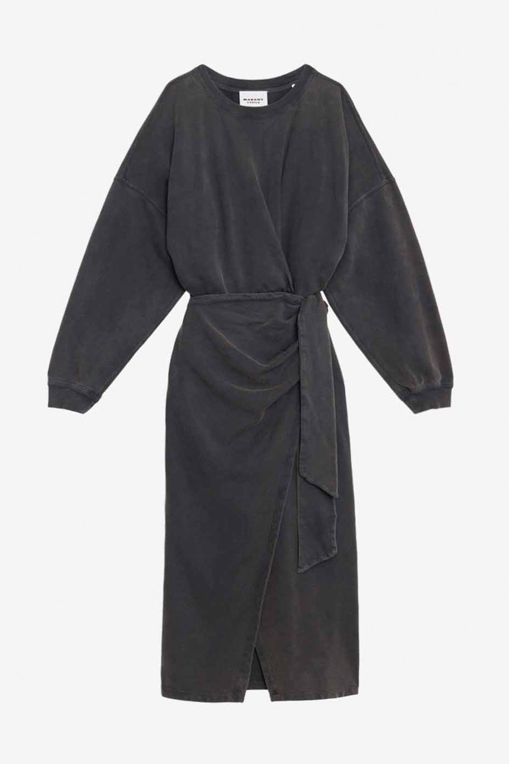 Robe sweatshirt longue sandrina drapée en jersey - Noir délavé - Woman - 1