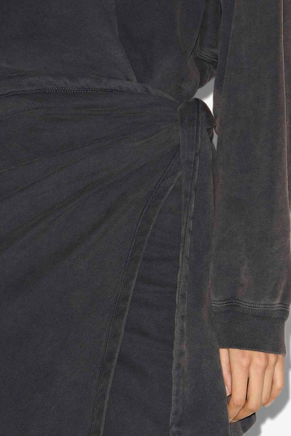 Robe sweatshirt longue sandrina drapée en jersey - Noir délavé - Woman - 3