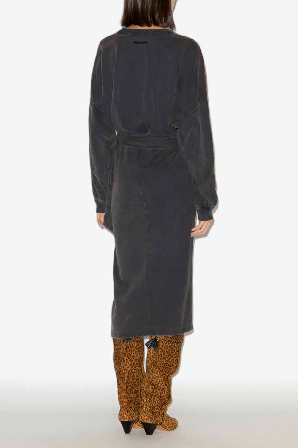 Robe sweatshirt longue sandrina drapée en jersey - Noir délavé - Woman - 4