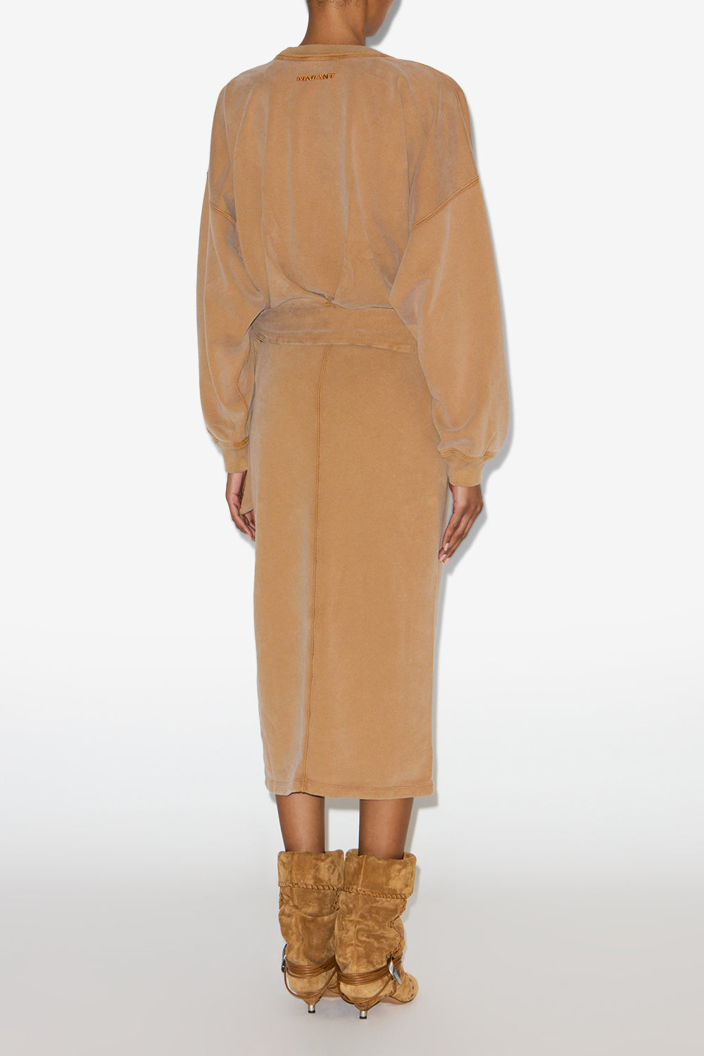 Robe sweatshirt longue sandrina drapée en jersey - Caramel - Woman - 4