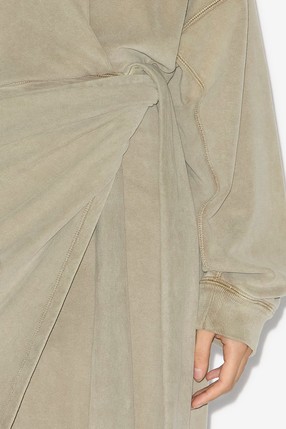 Abito felpa lungo sandrina drappeggiato in jersey - Light khaki - Woman - 3