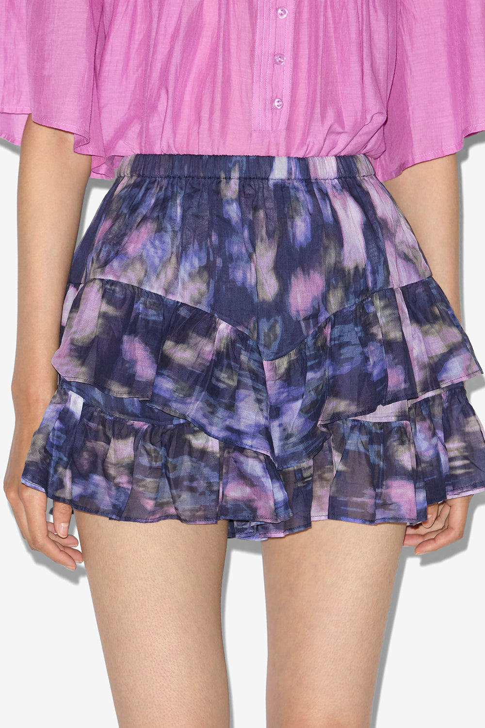 Shorts jocadia in voile di cotone con stampa e volant - Purple-lilac - Woman - 4