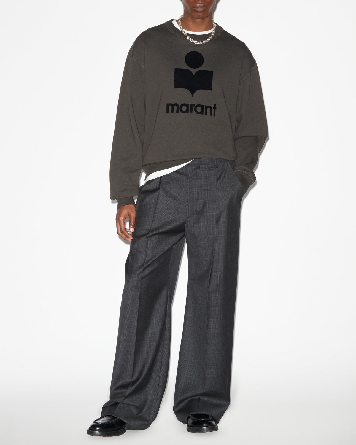 Felpa mikoy in tessuto felpato con logo oversize  - Nero lavato - Man - 1