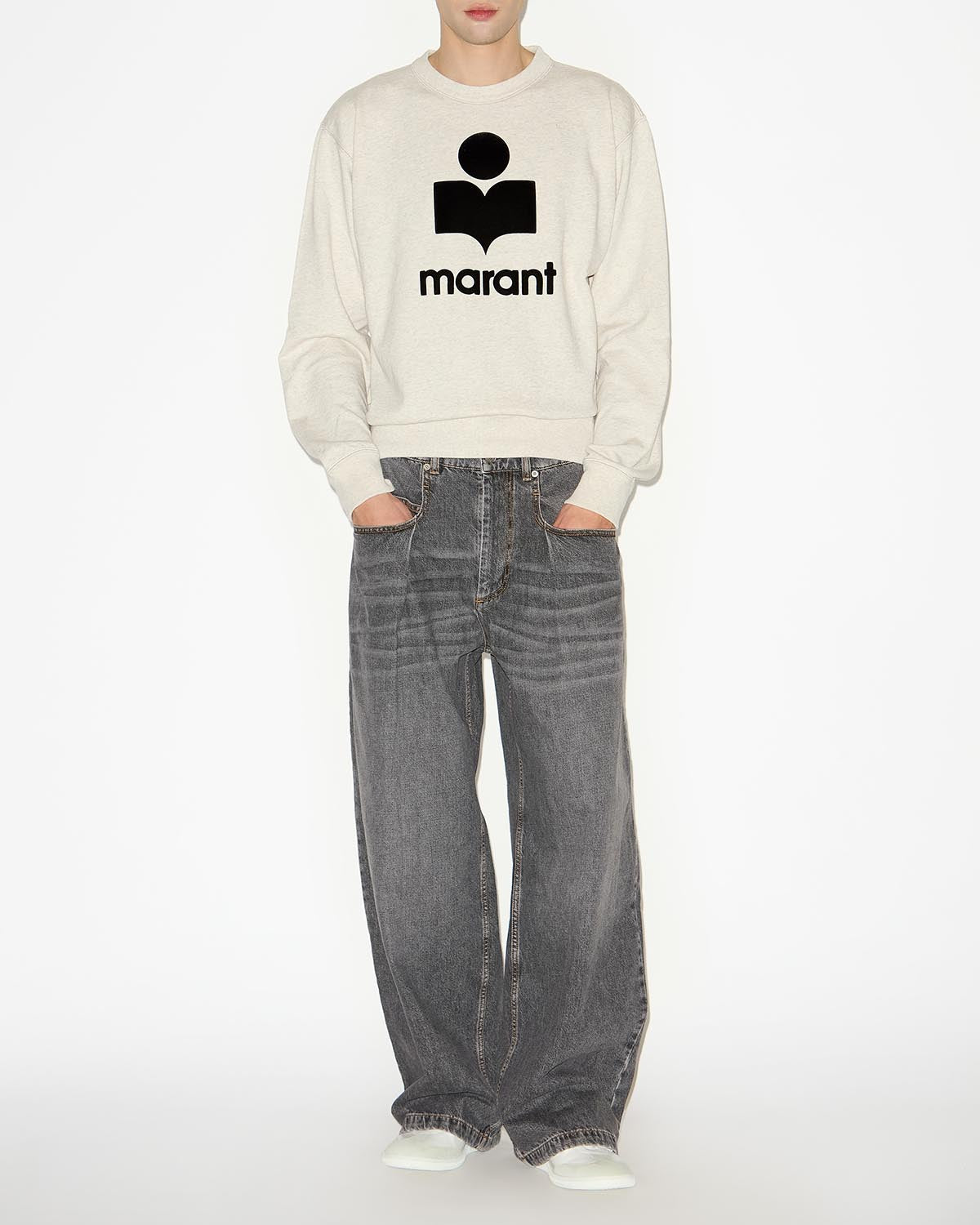 Felpa mikoy con logo in cotone - Ecru - Man - 1