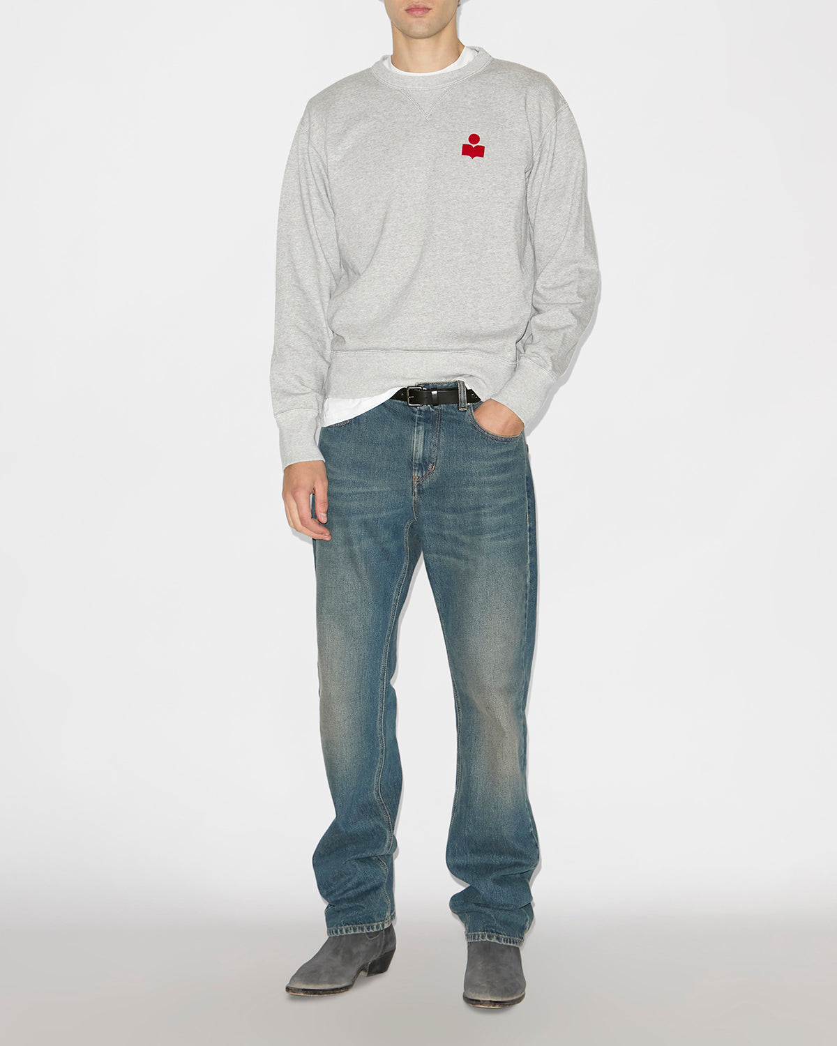 Sweatshirt mike Man Gris-rouge 3