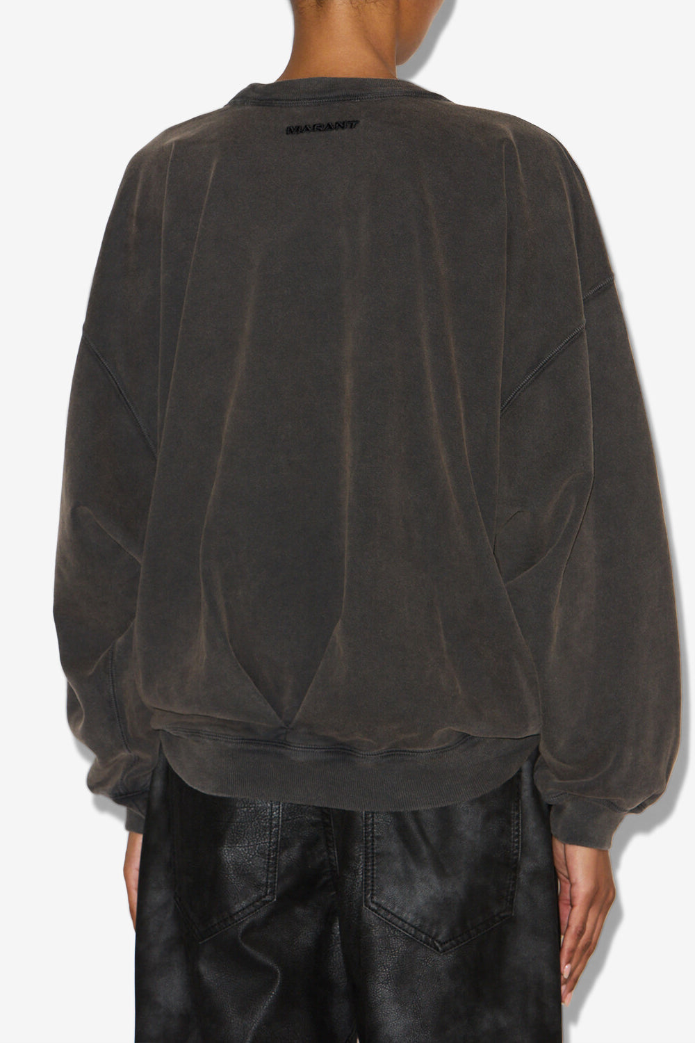 Felpa sauria in cotone délavé - Nero lavato - Woman - 5