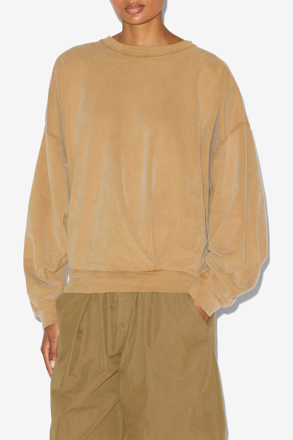 Felpa sauria in cotone délavé - Caramel - Woman - 3