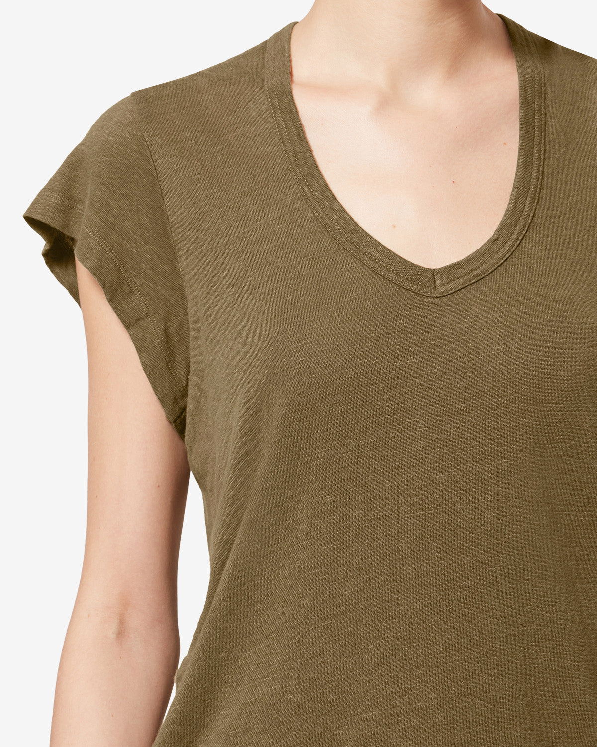 Camiseta de manga corta zankou de lino - Dark khaki - Woman - 2