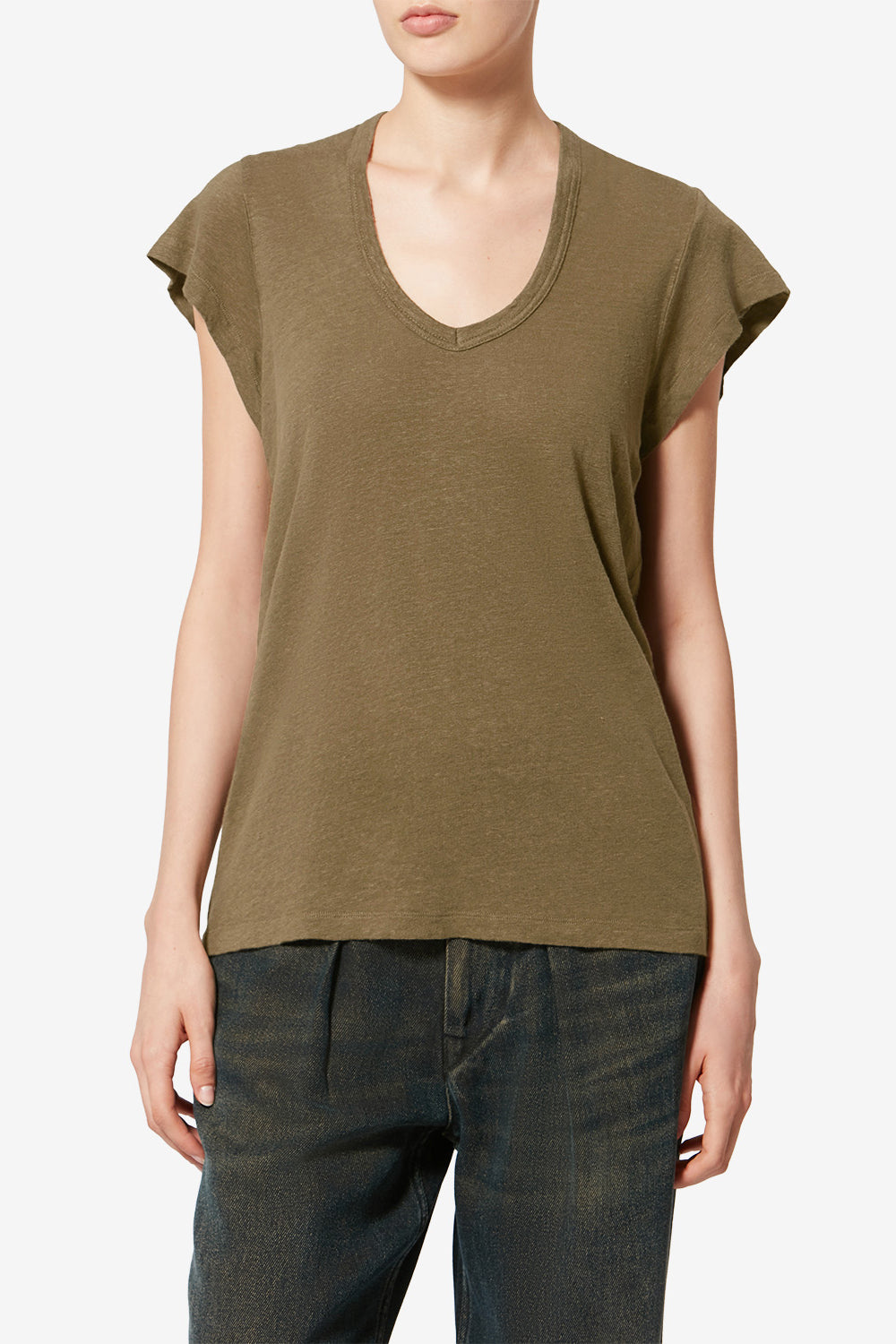 Camiseta de manga corta zankou de lino - Dark khaki - Woman - 4