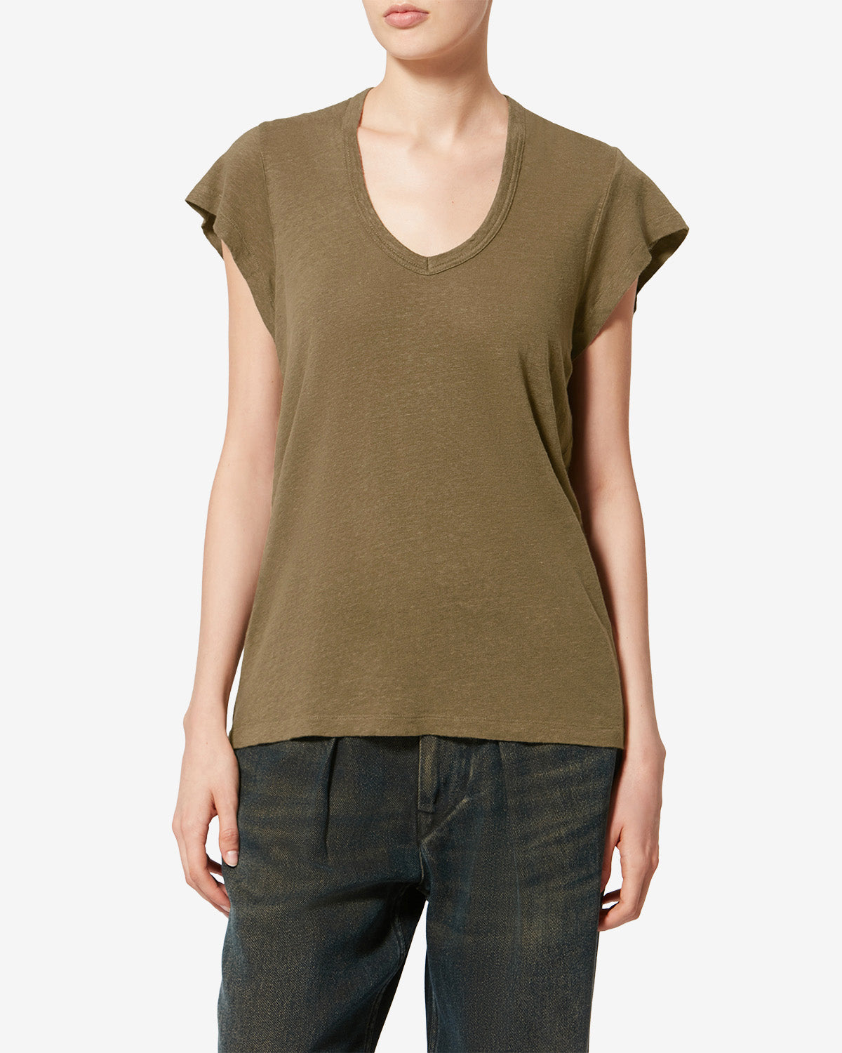 Camiseta de manga corta zankou de lino - Dark khaki - Woman - 3