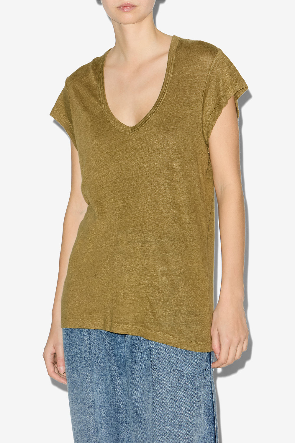 T-shirt à manches courtes zankou en lin  - Kaki - Woman - 4