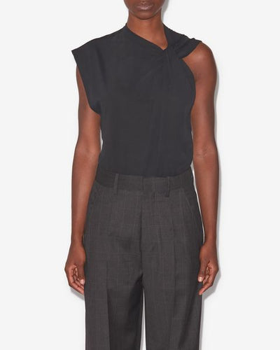 Asymmetrisches t-shirt mit kurzen ärmeln nayda - Schwarz - Woman - 5