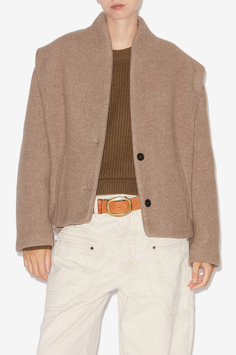 Veste tailleur drogo en laine mélangée - Taupe - Woman - 4