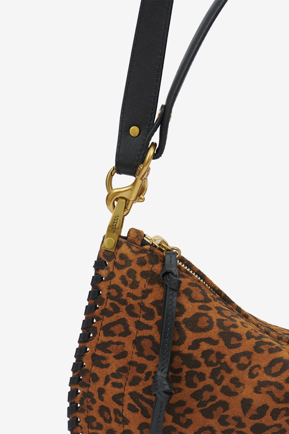 Sac oskan soft zip en cuir suédé imprimé - Léopard - Woman - 4