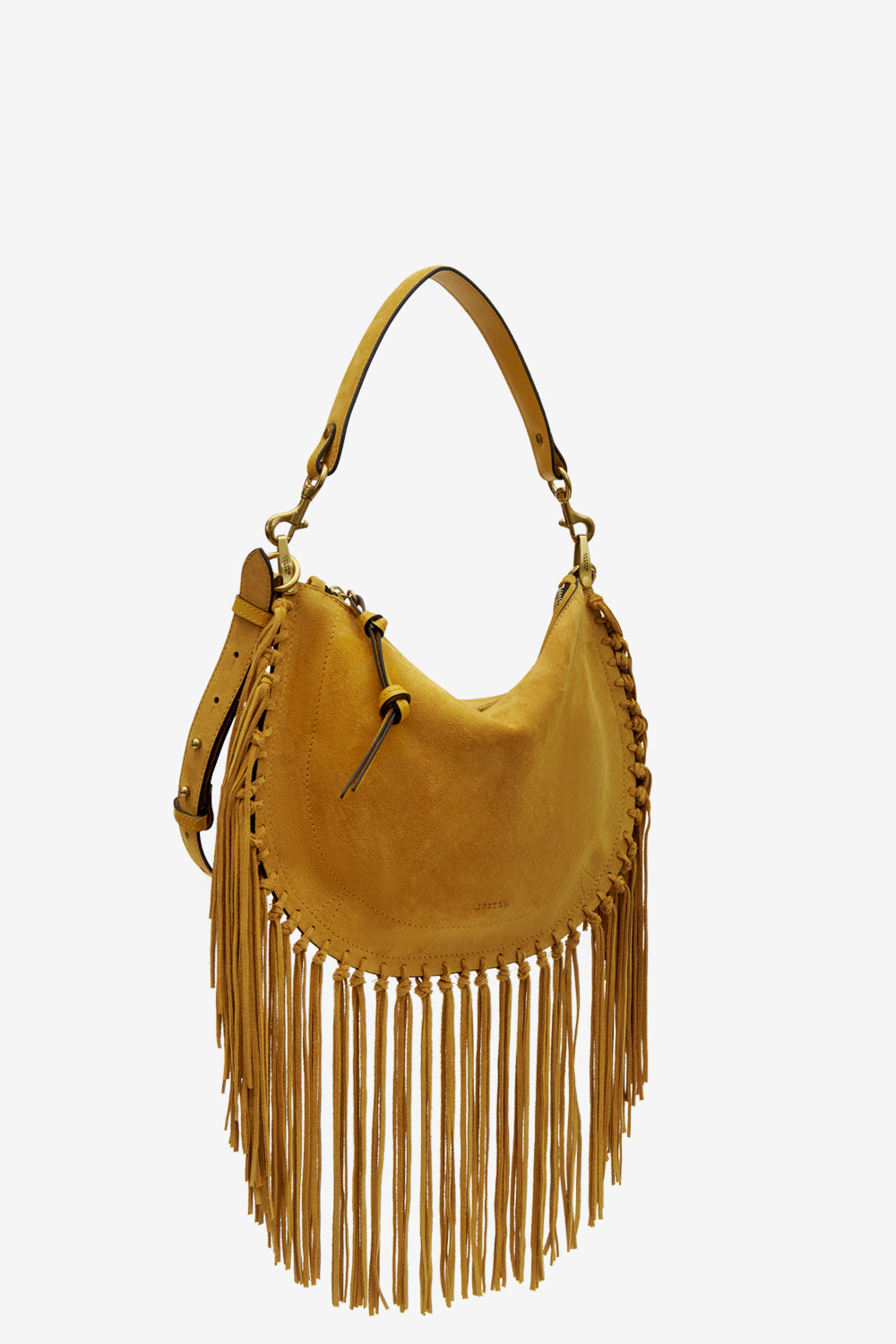 Borsetta in pelle di vitello scamosciata con frange oskan hobo zip - Saffron - Woman - 4