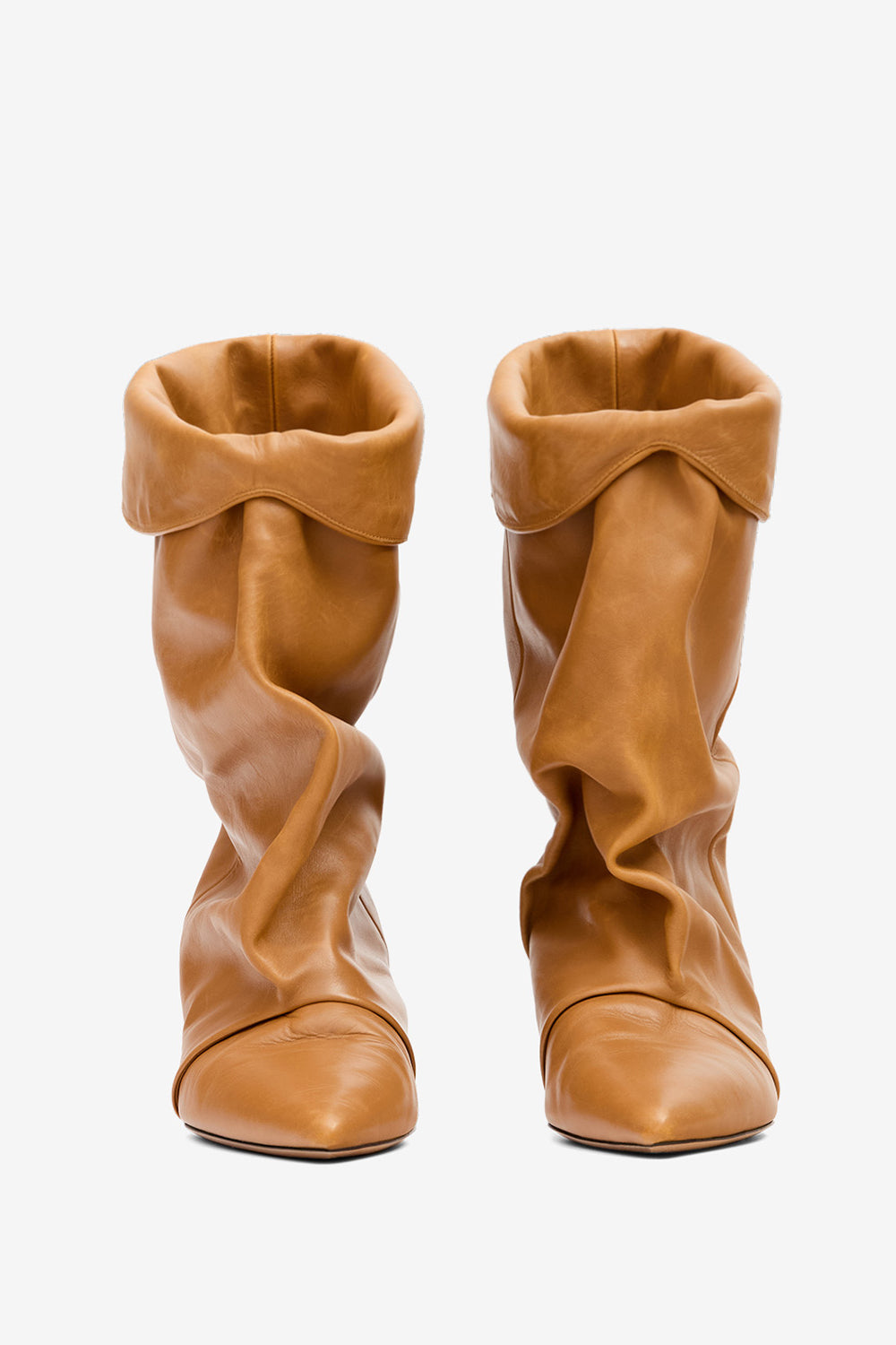 Boots drapées edrik en cuir - Fauve - Woman - 4