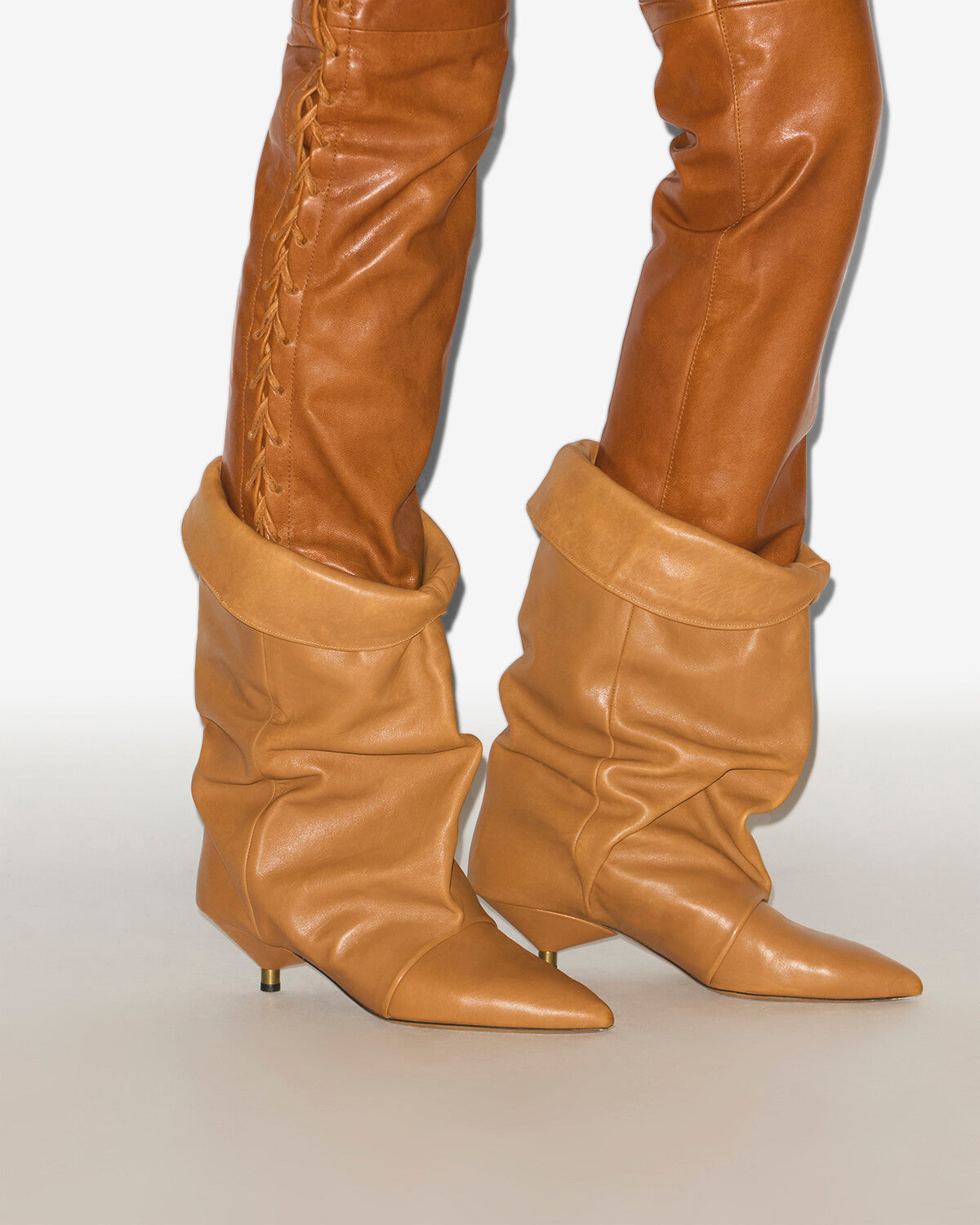 Drapierte boots edrik aus leder - Fauve - Woman - 5