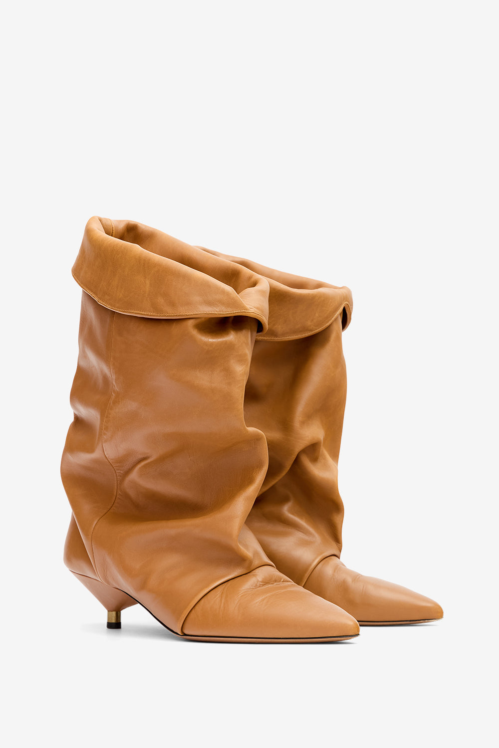 Boots drapées edrik en cuir - Fauve - Woman - 3