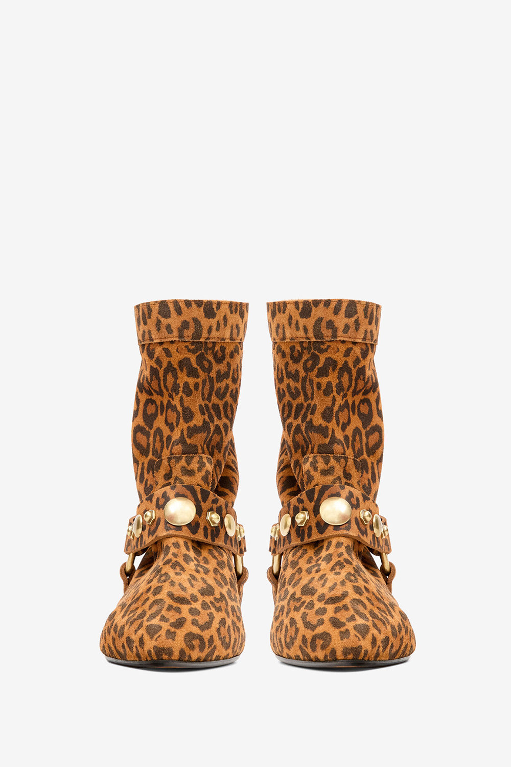 Boots plates stania en cuir de veau velours imprimé - Léopard - Woman - 4