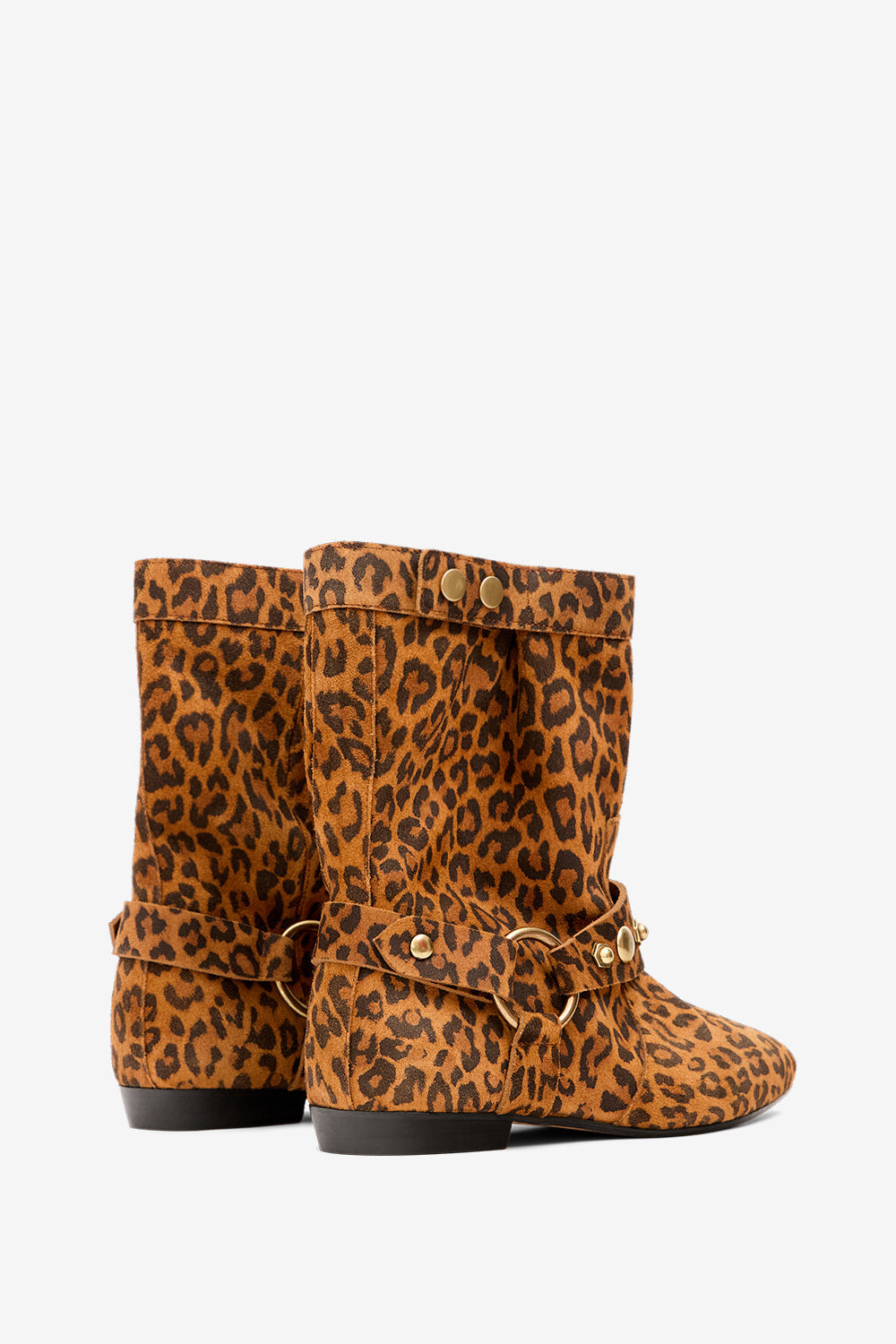 Boots plates stania en cuir de veau velours imprimé - Léopard - Woman - 2