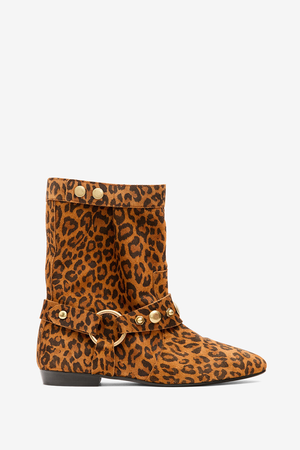 Boots plates stania en cuir de veau velours imprimé - Léopard - Woman - 1