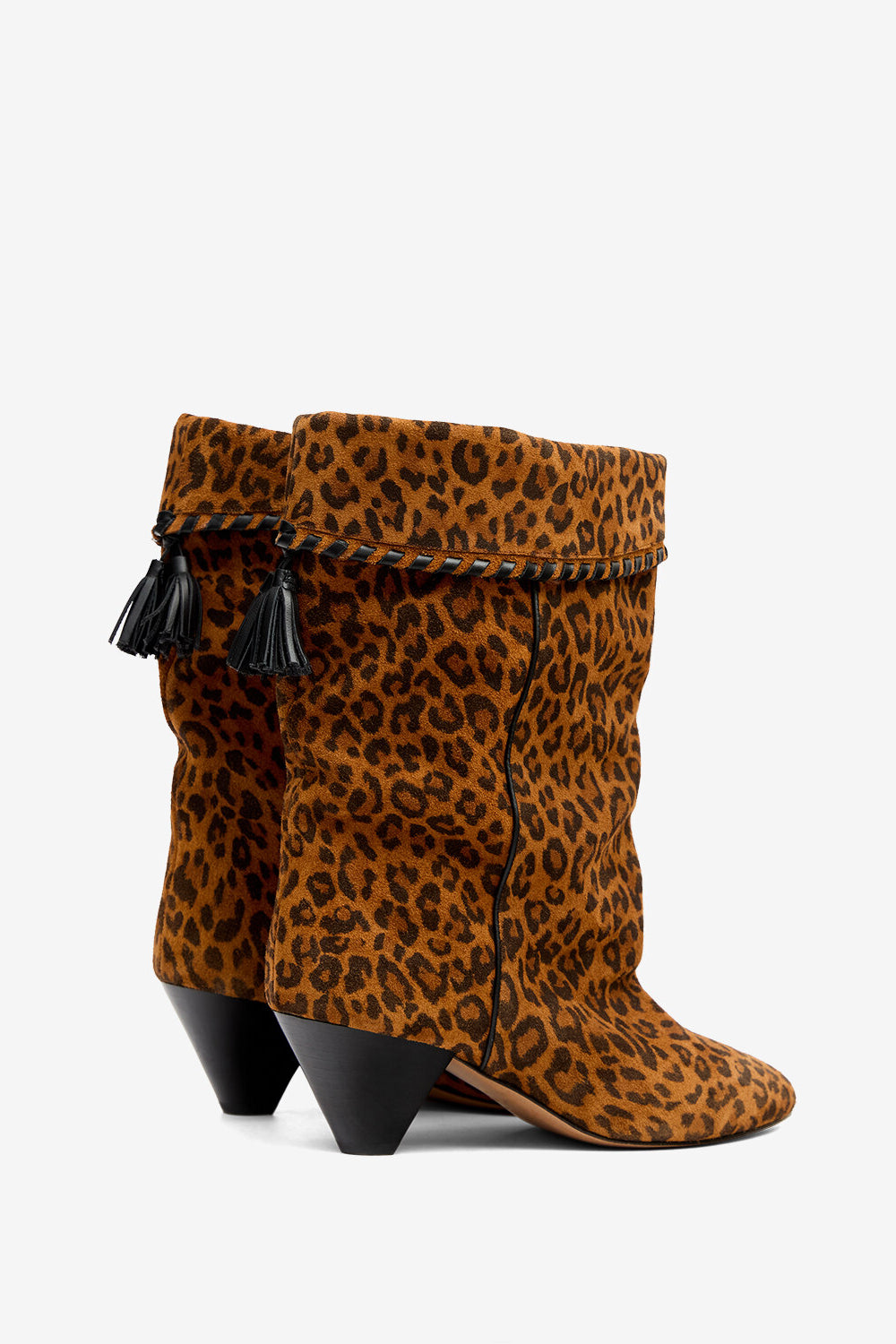 Boots dalby drapées en cuir velours - Léopard - Woman - 2