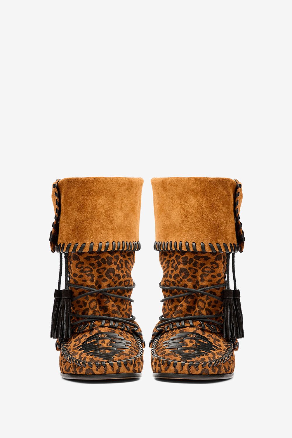 Bottes winki en cuir suédé et tressé - Léopard - Woman - 4