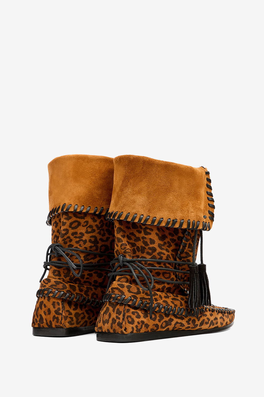 Bottes winki en cuir suédé et tressé - Léopard - Woman - 2