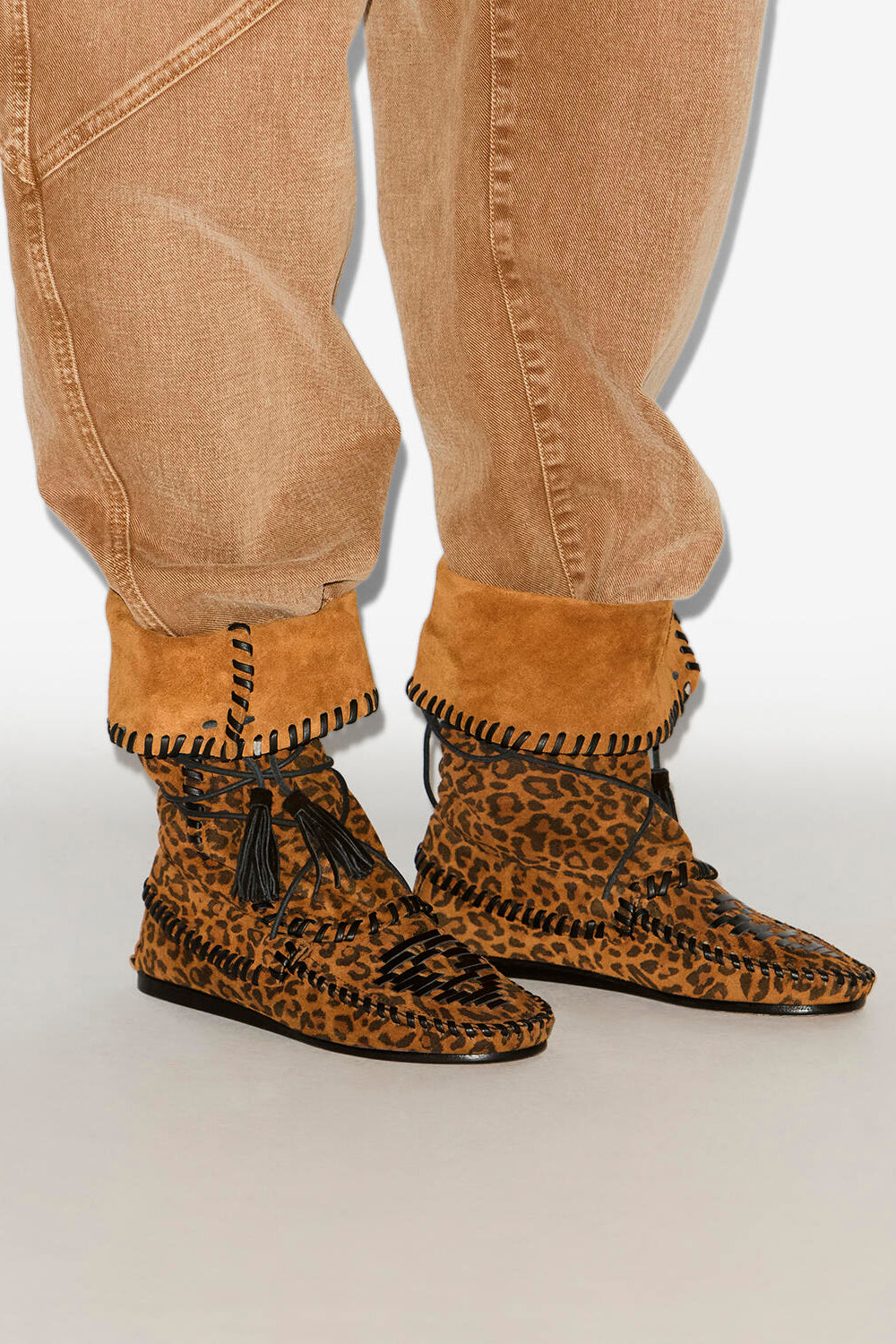 Bottes winki en cuir suédé et tressé - Léopard - Woman - 5