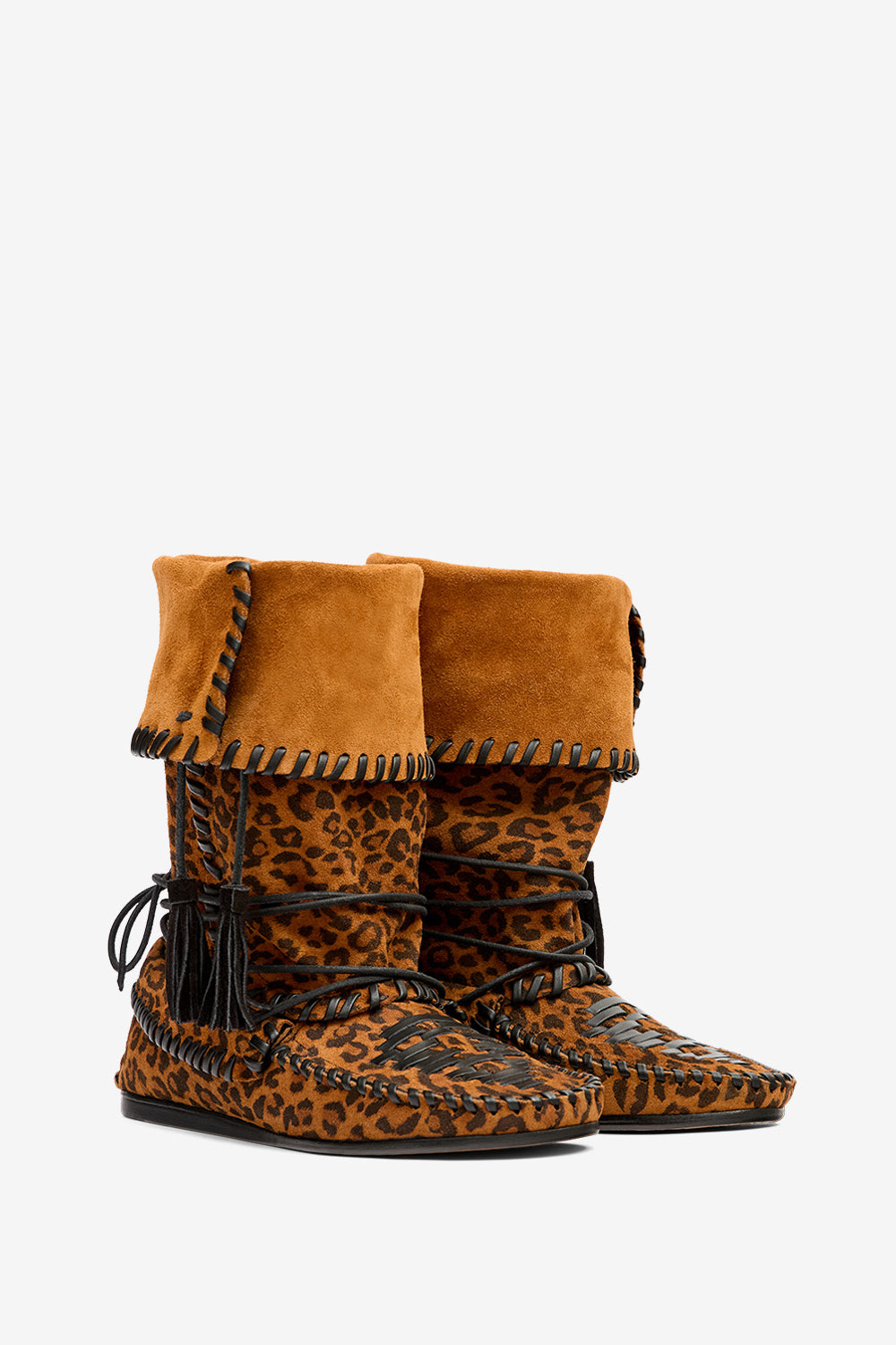Bottes winki en cuir suédé et tressé - Léopard - Woman - 3
