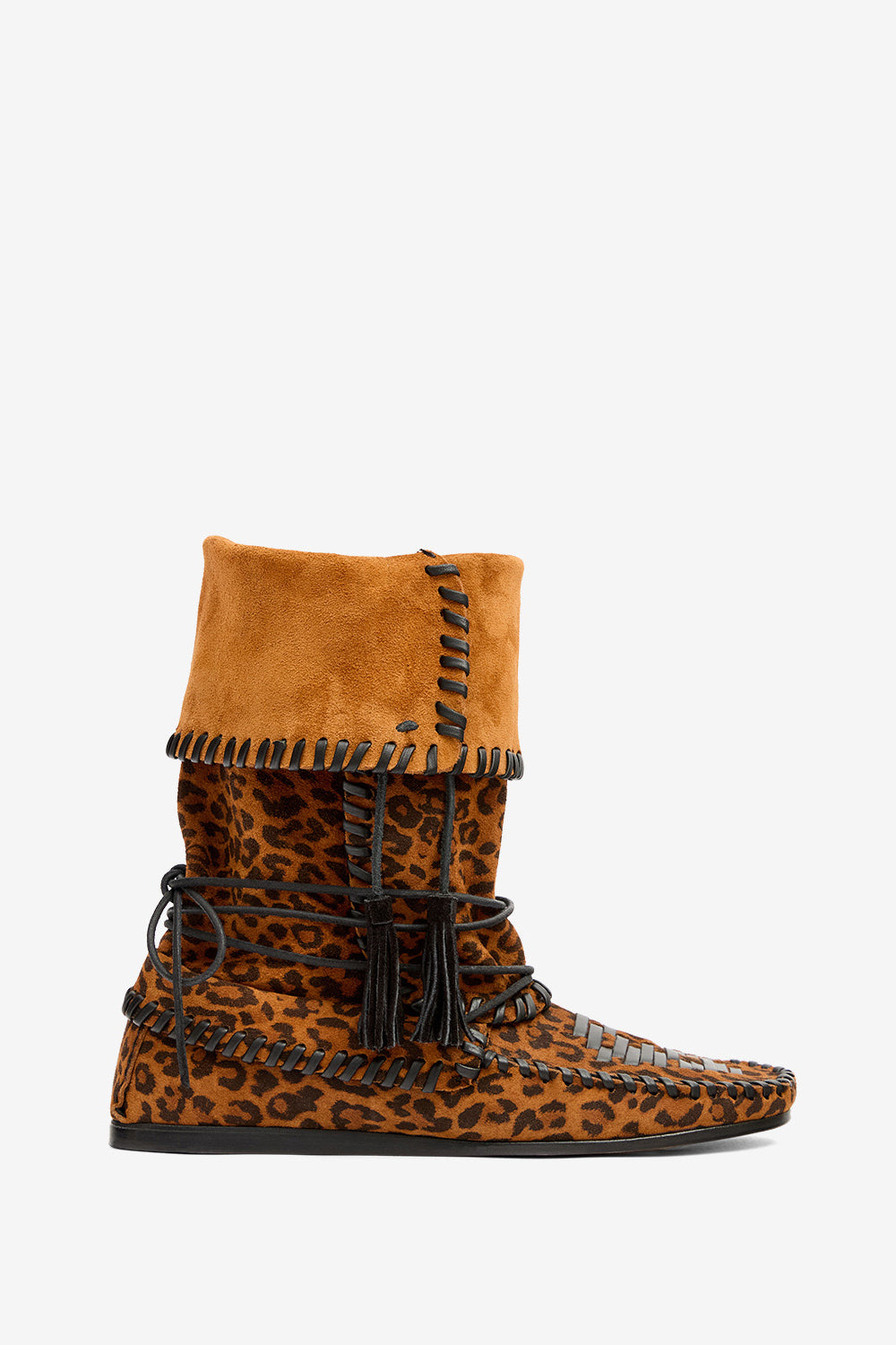 Bottes winki en cuir suédé et tressé - Léopard - Woman - 1