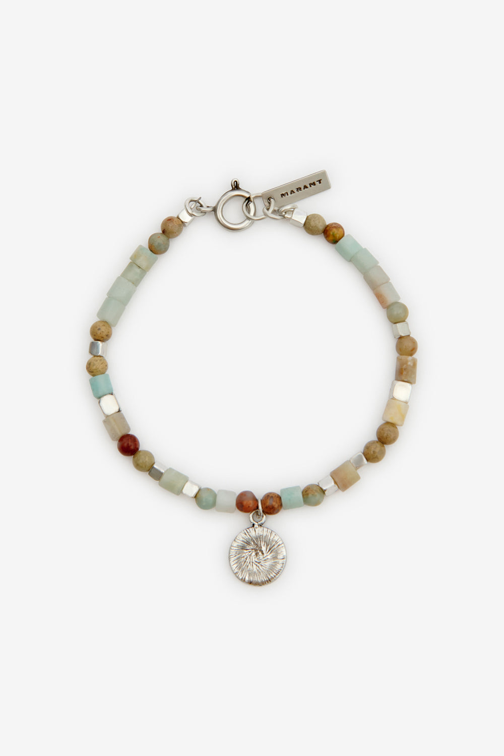 Pierce natural stone bracelet - Pastel green-silver - Man - 1