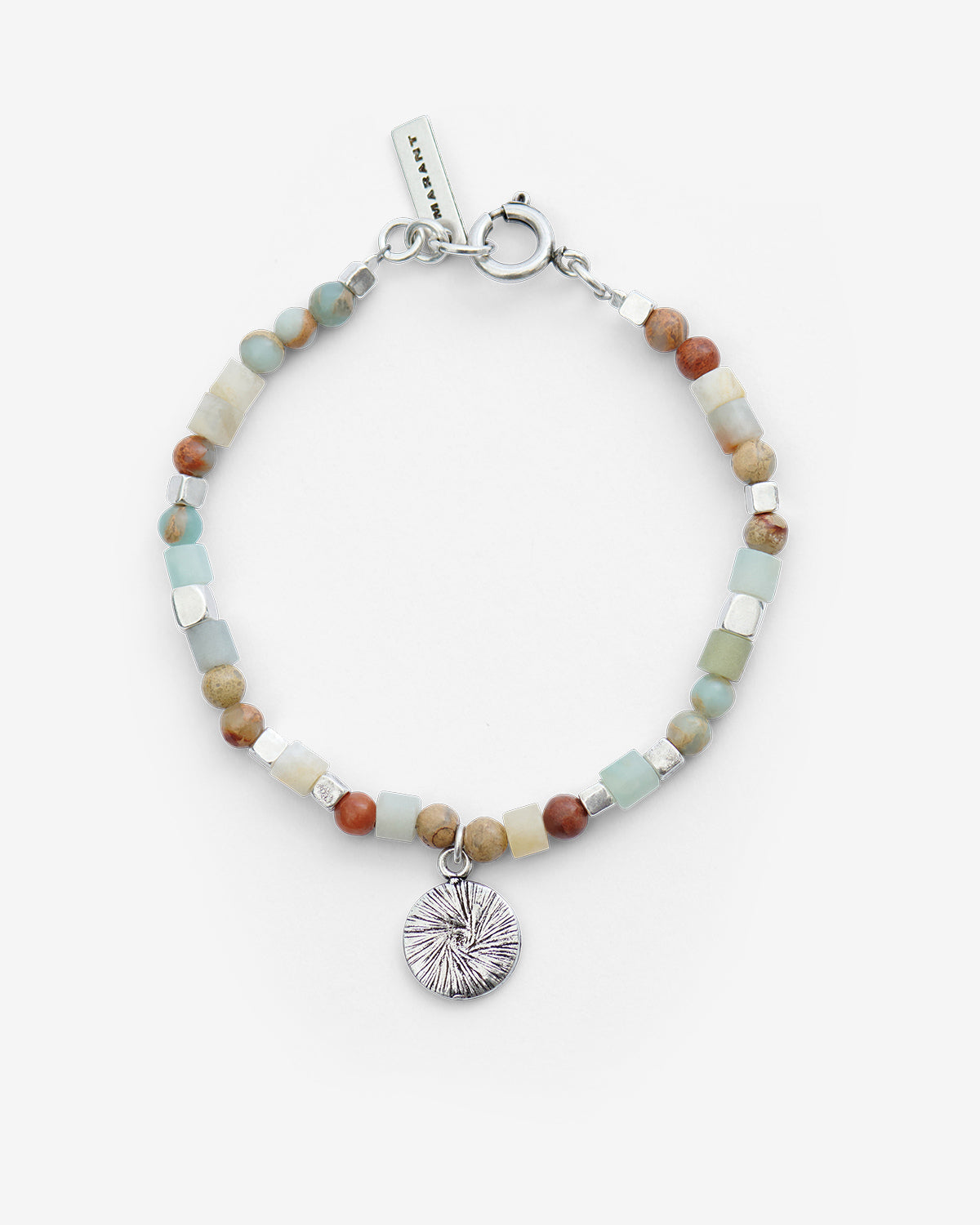 Bracciale pierce con perle e ciondolo - Pastel green-silver - Man - 1