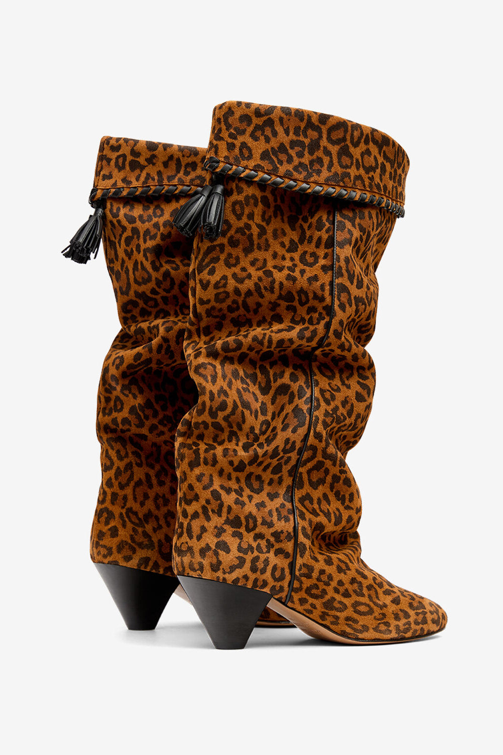 Bottes elita drapées en cuir de veau velours - Léopard - Woman - 2